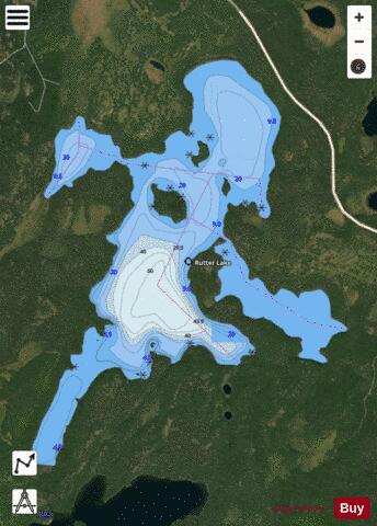 Rutter Lake depth contour Map - i-Boating App - Satellite