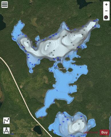 Crook Lake depth contour Map - i-Boating App - Satellite