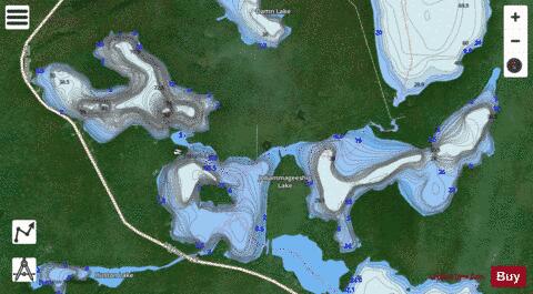 Jobammageeshig Lake depth contour Map - i-Boating App - Satellite