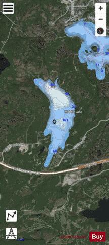 Middle Lake depth contour Map - i-Boating App - Satellite