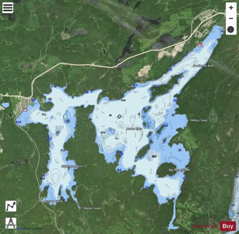 Larder Lake depth contour Map - i-Boating App - Satellite