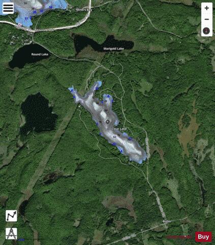 Clear Lake / Buller Lake depth contour Map - i-Boating App - Satellite