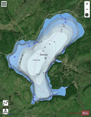 Cloud Lake depth contour Map - i-Boating App - Satellite