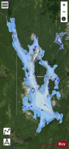 Elkhorn Lake depth contour Map - i-Boating App - Satellite