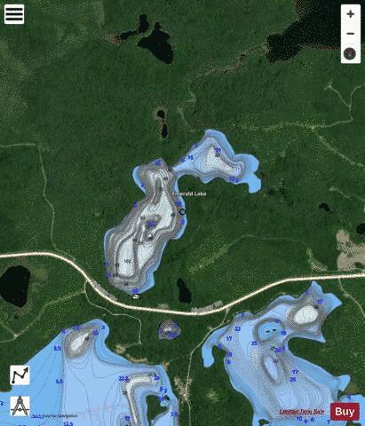 Emerald Lake A depth contour Map - i-Boating App - Satellite