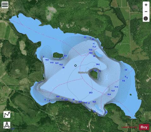 Gordon Lake depth contour Map - i-Boating App - Satellite