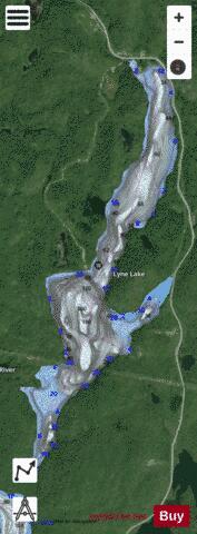Lyne Lake depth contour Map - i-Boating App - Satellite