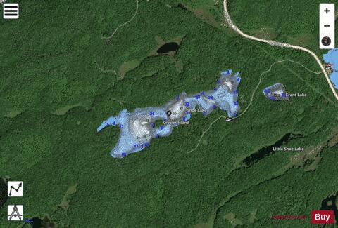 Shoe Lake depth contour Map - i-Boating App - Satellite
