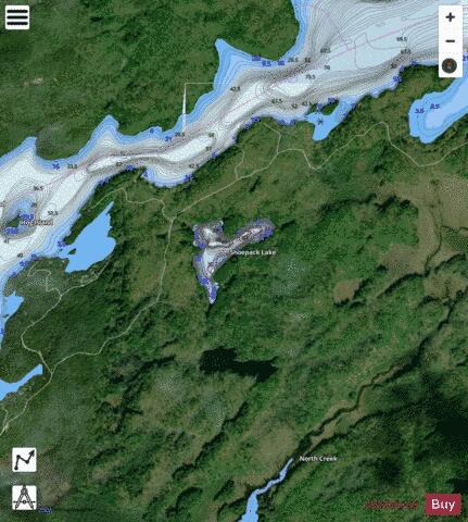 Shoepack Lake depth contour Map - i-Boating App - Satellite