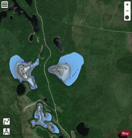 Verte Lake Duff depth contour Map - i-Boating App - Satellite