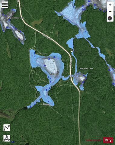 Wren Lake +  + Little Wren Lake depth contour Map - i-Boating App - Satellite