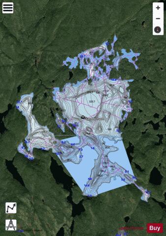 Lac Méchant depth contour Map - i-Boating App - Satellite
