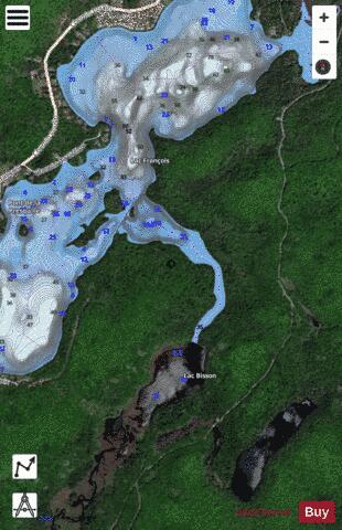 Lac Francois depth contour Map - i-Boating App - Satellite