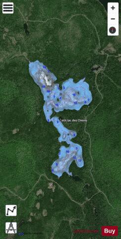 CHIEN PETIT LAC DES CHIENS depth contour Map - i-Boating App - Satellite