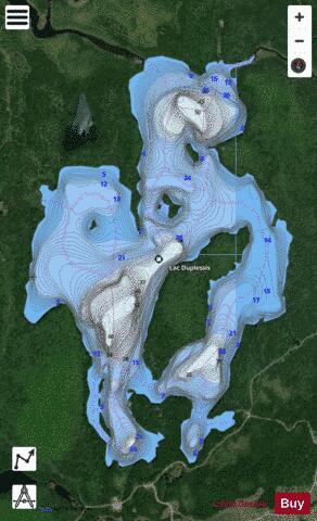 Lac Duplessis depth contour Map - i-Boating App - Satellite