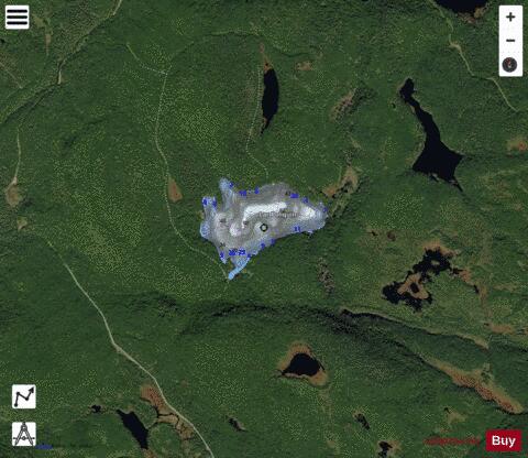 Poliquin Lac depth contour Map - i-Boating App - Satellite