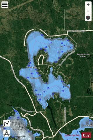 Paquet, Lac depth contour Map - i-Boating App - Satellite