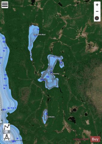 Harvey, Lac depth contour Map - i-Boating App - Satellite