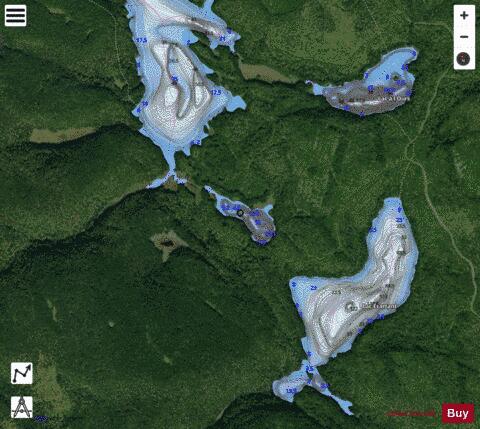 Lezards, Petit lac aux depth contour Map - i-Boating App - Satellite