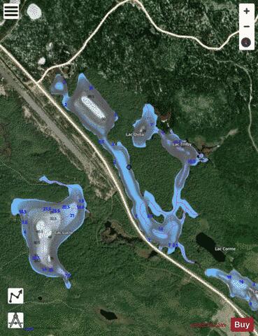 Ovila, Lac depth contour Map - i-Boating App - Satellite