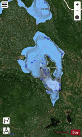 Nadreau, Lac depth contour Map - i-Boating App - Satellite