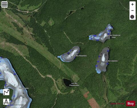 Amanites, Lac des depth contour Map - i-Boating App - Satellite