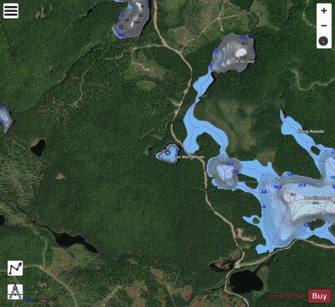 Tortues, Lac des depth contour Map - i-Boating App - Satellite