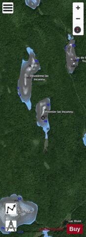 Inconnu, Premier lac depth contour Map - i-Boating App - Satellite