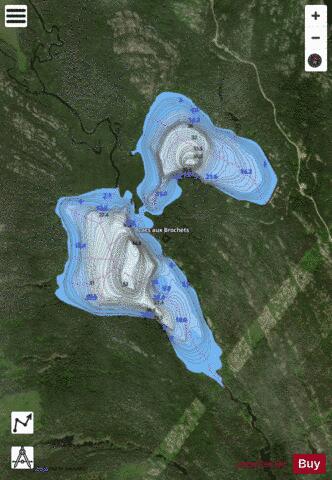 Brochets, Lacs aux depth contour Map - i-Boating App - Satellite