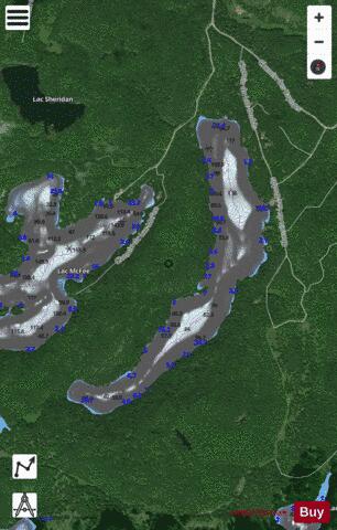 Dodds, Lac depth contour Map - i-Boating App - Satellite