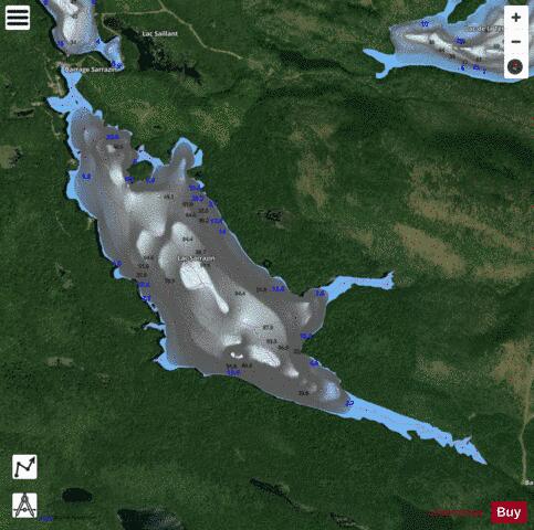 Sarrazin, Lac depth contour Map - i-Boating App - Satellite
