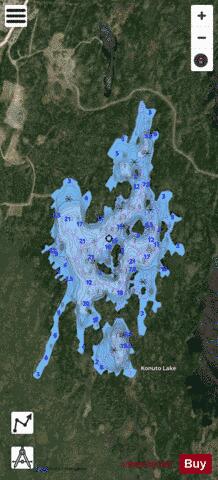 Konuto Lake depth contour Map - i-Boating App - Satellite
