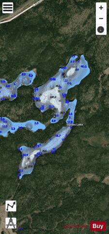 Teneycke, Richter & Upisesew Lakes depth contour Map - i-Boating App - Satellite