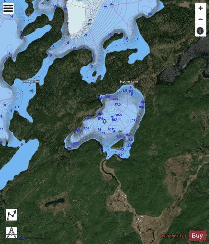 Scythes Lake depth contour Map - i-Boating App - Satellite