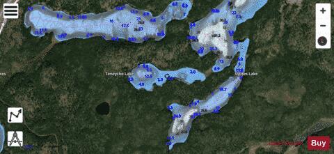 Upises  Teneycke  Lake depth contour Map - i-Boating App - Satellite