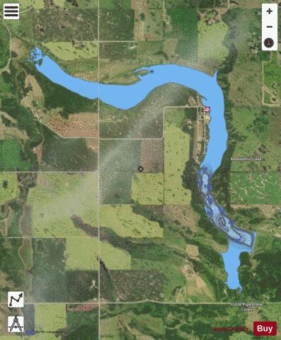 Moosomin Reservoir depth contour Map - i-Boating App - Satellite