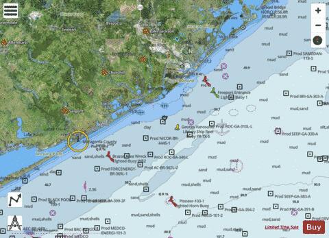 SAN LUIS PASS TO EAST MATAGORDA BAY Marine Chart - Nautical Charts App - Satellite
