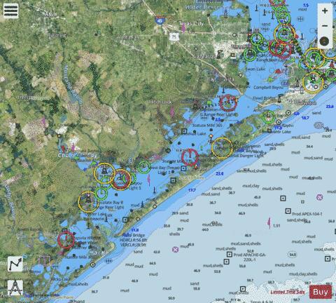 DRUM BAY TO GALVESTON BAY Marine Chart - Nautical Charts App - Satellite