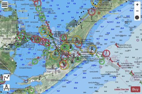 GALVESTON BAY ENTRANCE GALVESTON and TEXAS CITY HRBRS Marine Chart - Nautical Charts App - Satellite