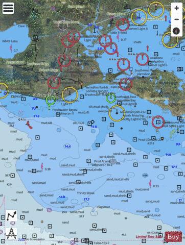 VERMILION BAY AND APPROACHES Marine Chart - Nautical Charts App - Satellite