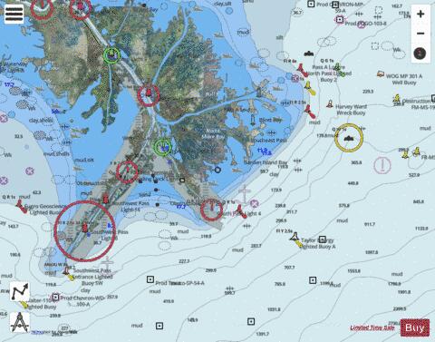 MISSISSIPPI RIVER DELTA Marine Chart - Nautical Charts App - Satellite