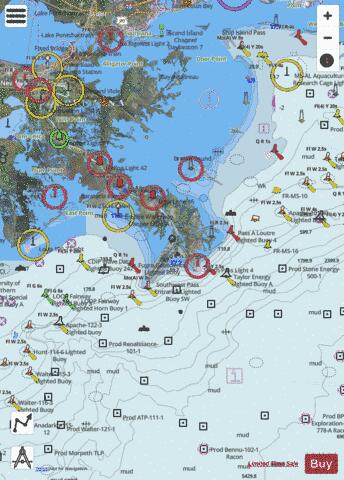 APPROACHES TO MISSISSIPPI RIVER Marine Chart - Nautical Charts App - Satellite