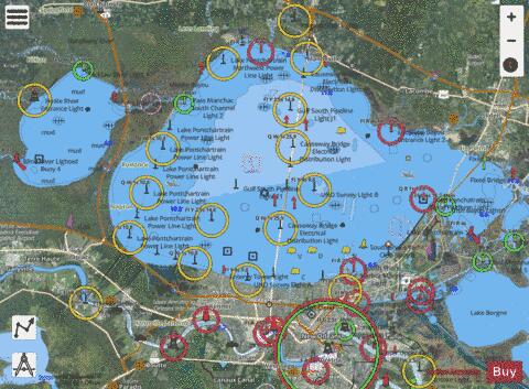 LAKES PONTCHARTRAIN AND MAUREPAS Marine Chart - Nautical Charts App - Satellite