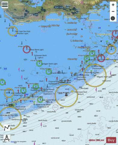 FLORIDA KEYS ALLIGATOR REEF TO SOMBRERO KEY Marine Chart - Nautical Charts App - Satellite