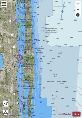 PALM SHORES TO WEST PALM BEACH SIDE B OO-PP Marine Chart - Nautical Charts App - Satellite