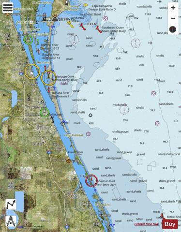 CAPE CANAVERAL TO BETHEL SHOAL Marine Chart - Nautical Charts App - Satellite