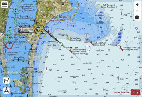 APPROACHES TO PORT CANAVERAL Marine Chart - Nautical Charts App - Satellite