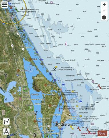 PONCE DE LEON INLET TO CAPE CANAVERAL Marine Chart - Nautical Charts App - Satellite