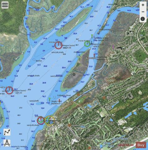 BEAUFORT RIVER TO ST SIMONS SND SIDE A BROAD CREEK EXT Marine Chart - Nautical Charts App - Satellite