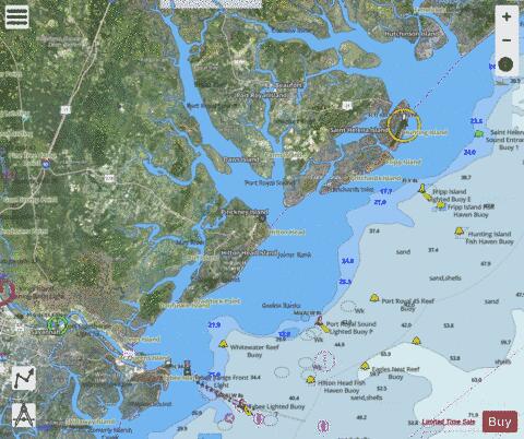 ST HELENA SOUND TO SAVANNAH RIVER Marine Chart - Nautical Charts App - Satellite